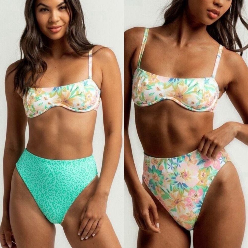 Billabong Sweet Tropics Reversible High Rise Bikini Bottom - NWT - Size M
